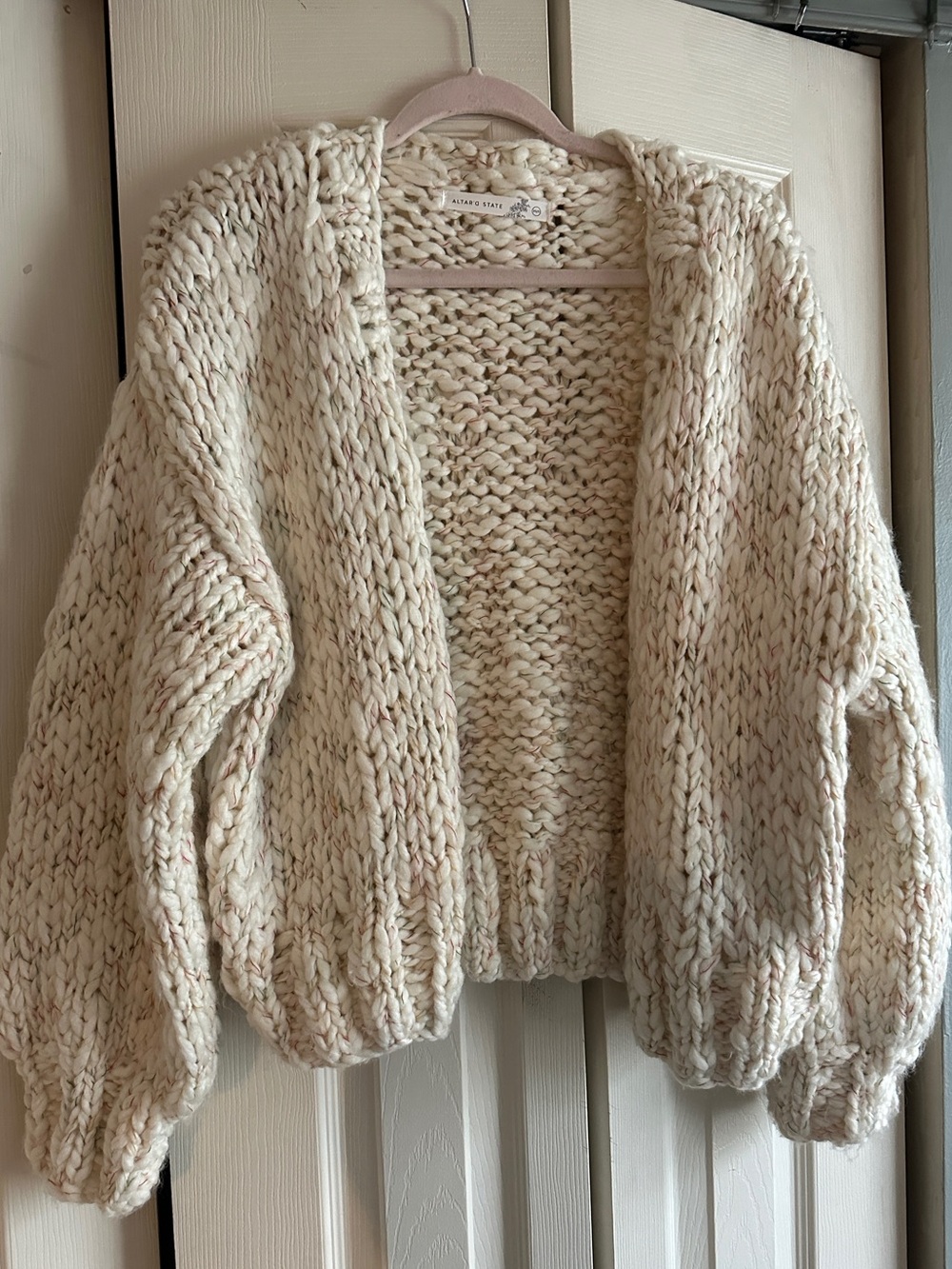 Altar'd State Knit Cardigan - Cream and Multicolor